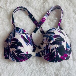 Calvin Klein Purple Black and Blue Swimwear Top